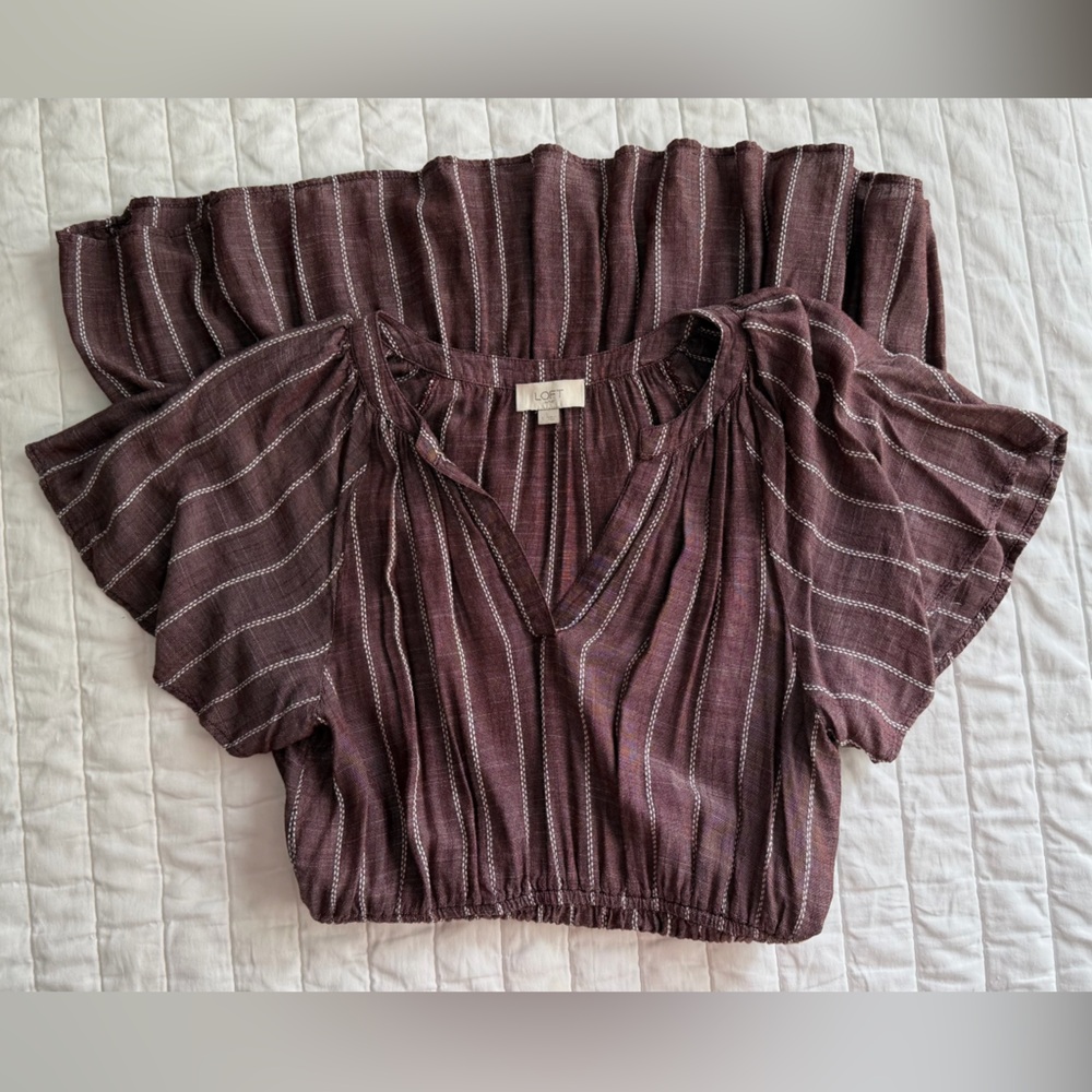 LOFT Burgundy Striped Mini Dress